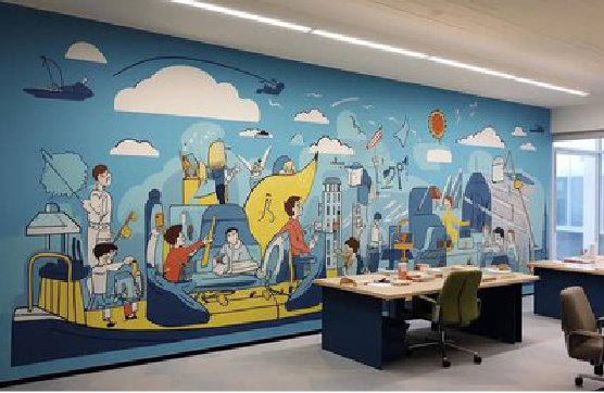 扶风办公室墙绘的特点。